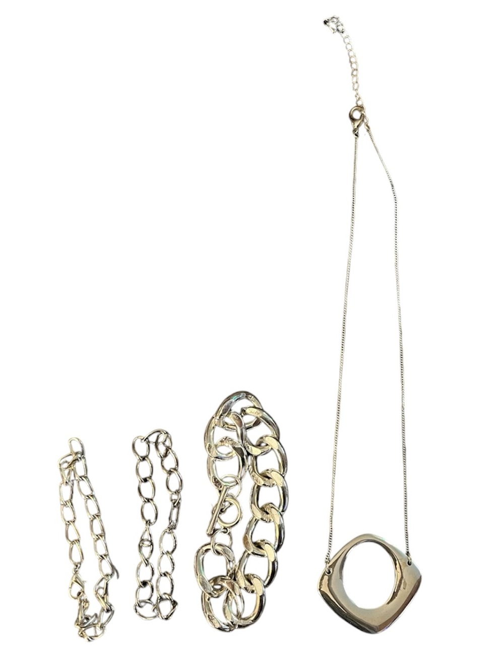silver costume jewelry chains necklace bracelet